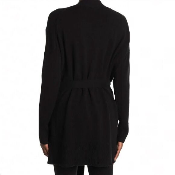 Laundry by Shelli Segal Long Open Front Black Cardigan with Slits Sweater NWT - Picture 3 of 4